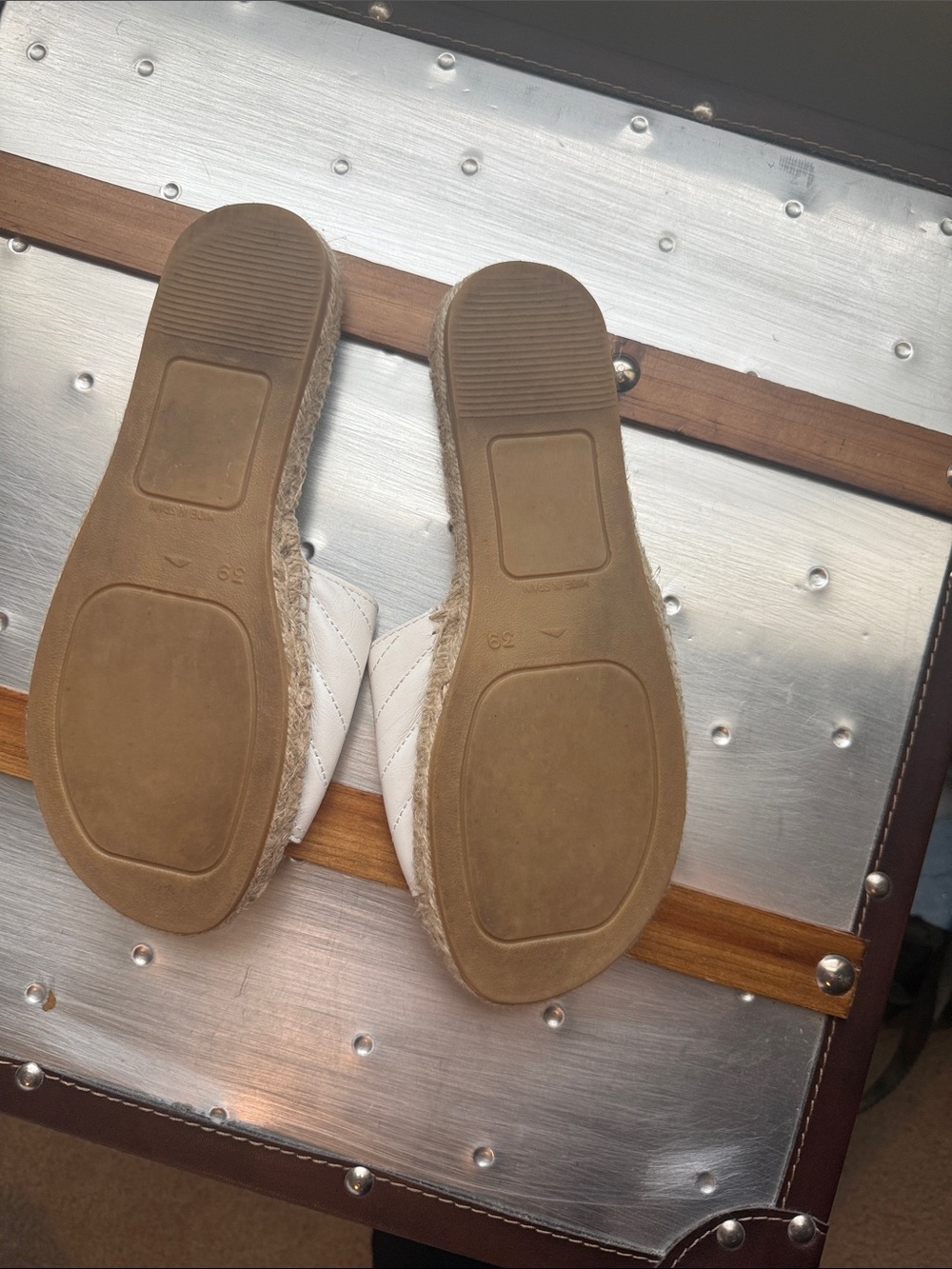 Valentino White Quilted Slide Mules with Gold Emblem - Picture 2 of 3